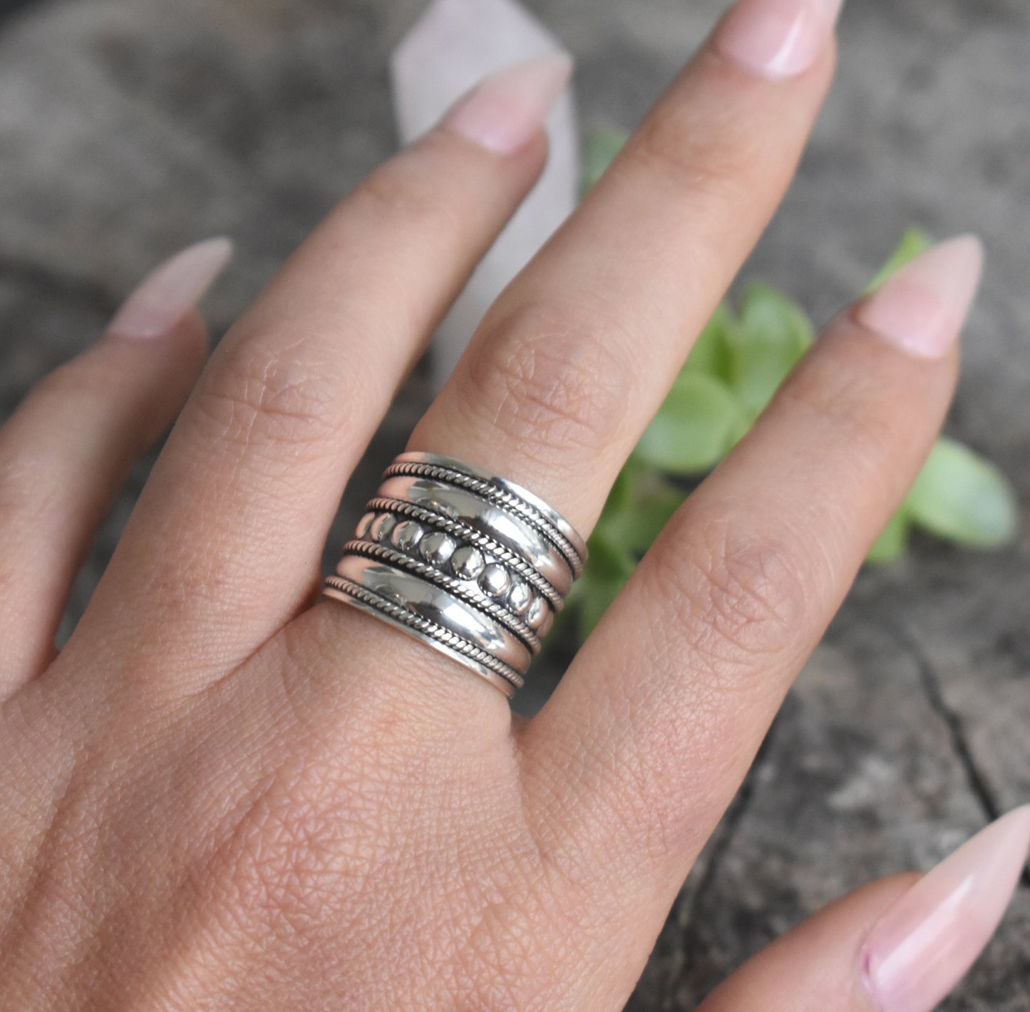 Bali Ring- Wide Statement Ring, Wide Band, Thumb Ring-Silver Ring