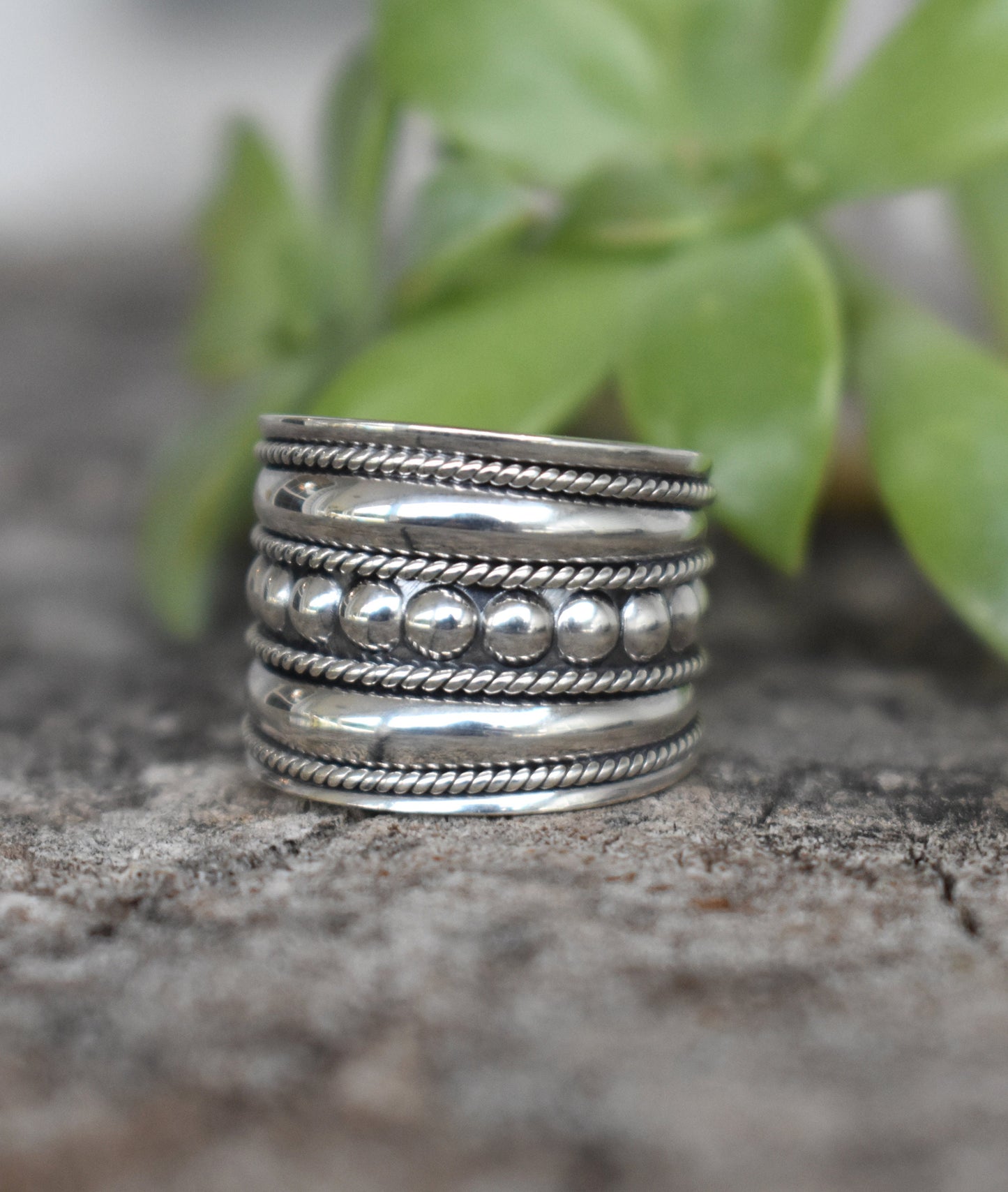 Bali Ring- Wide Statement Ring, Wide Band, Thumb Ring-Silver Ring