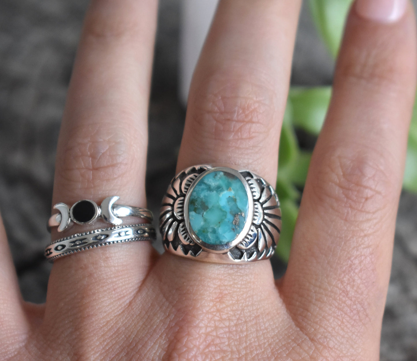 Turquoise Ring- Genuine Turquoise Ring, December Ring-Sterling Silver Ring