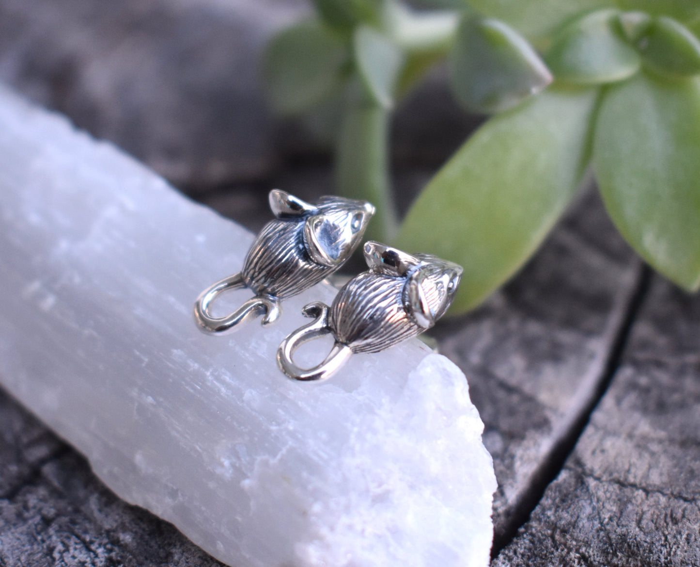 Mouse Earrings- Mouse Studs, Mouse Jewelry, Pet Mouse-Sterling Silver Earrings