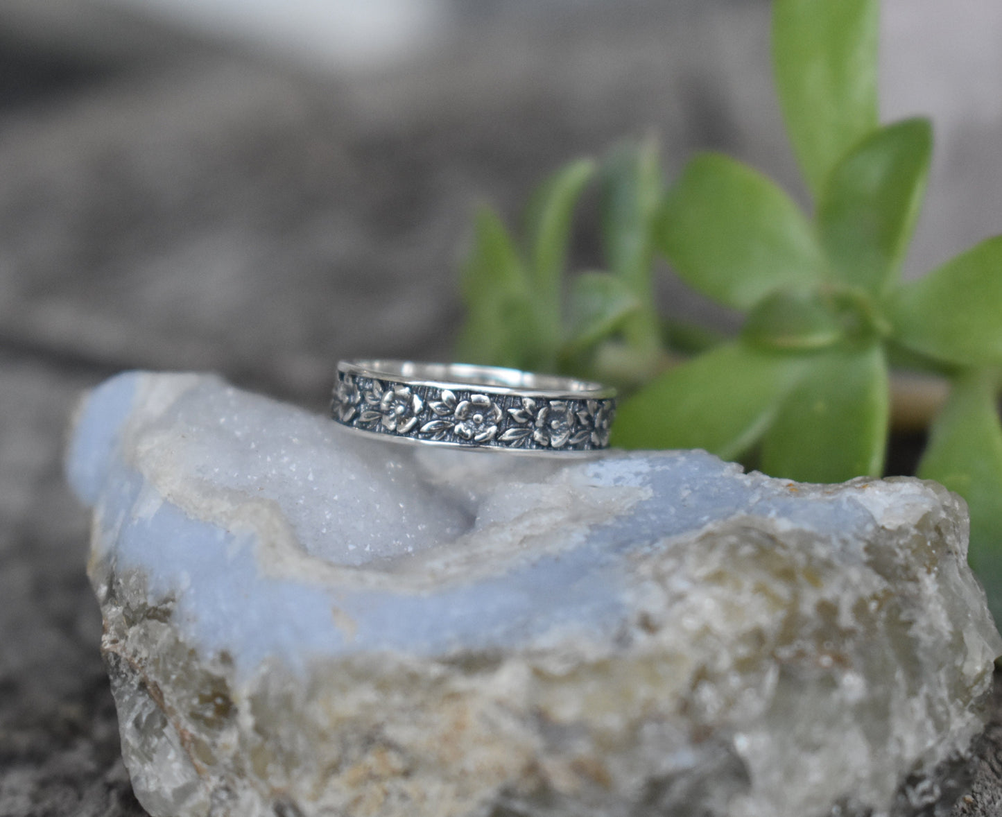 Flower Ring- Floral Ring, Eternity Band, Y2k Ring,- Cottagecore Ring- Sterling Silver