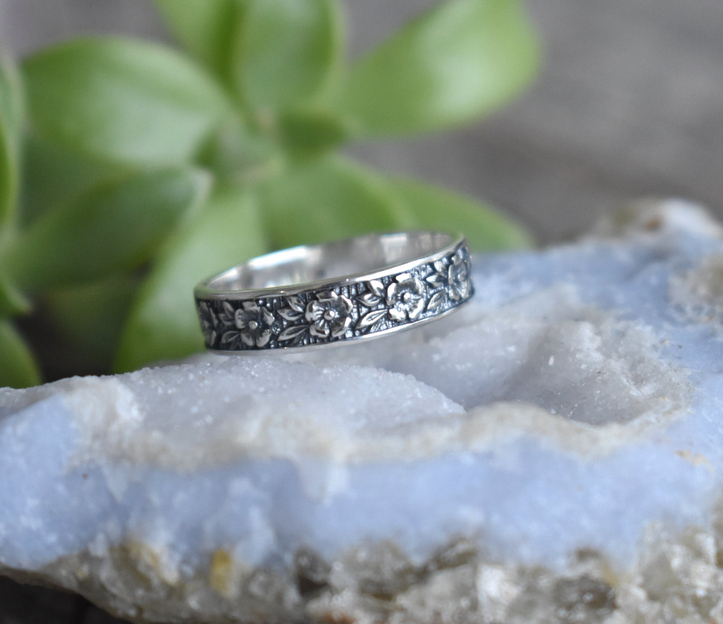 Flower Ring- Floral Ring, Eternity Band, Y2k Ring,- Cottagecore Ring- Sterling Silver