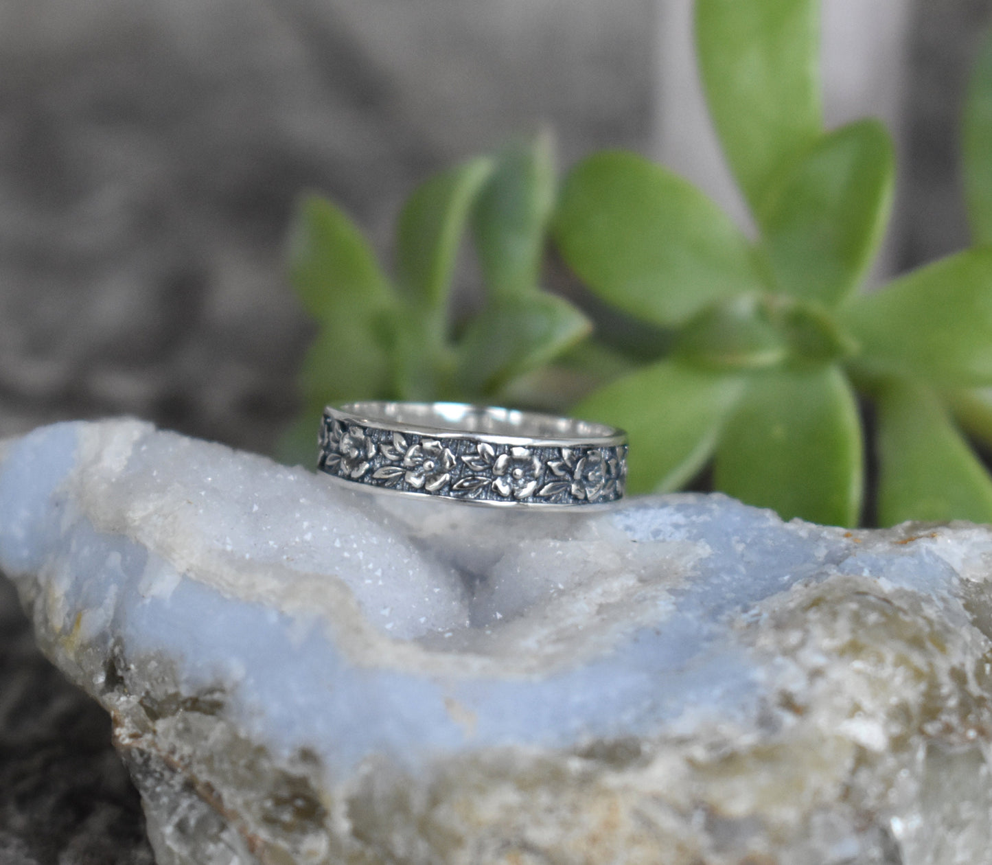 Flower Ring- Floral Ring, Eternity Band, Y2k Ring,- Cottagecore Ring- Sterling Silver