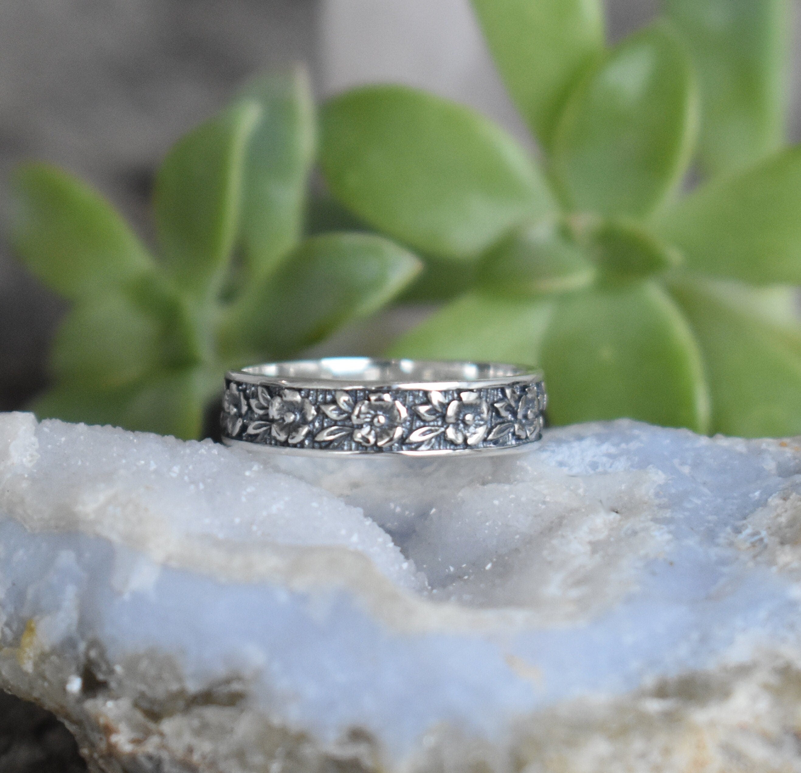Blossom Moissanite Floral Ring Half Eternity Band Gift For Lady -  MollyJewelryUS