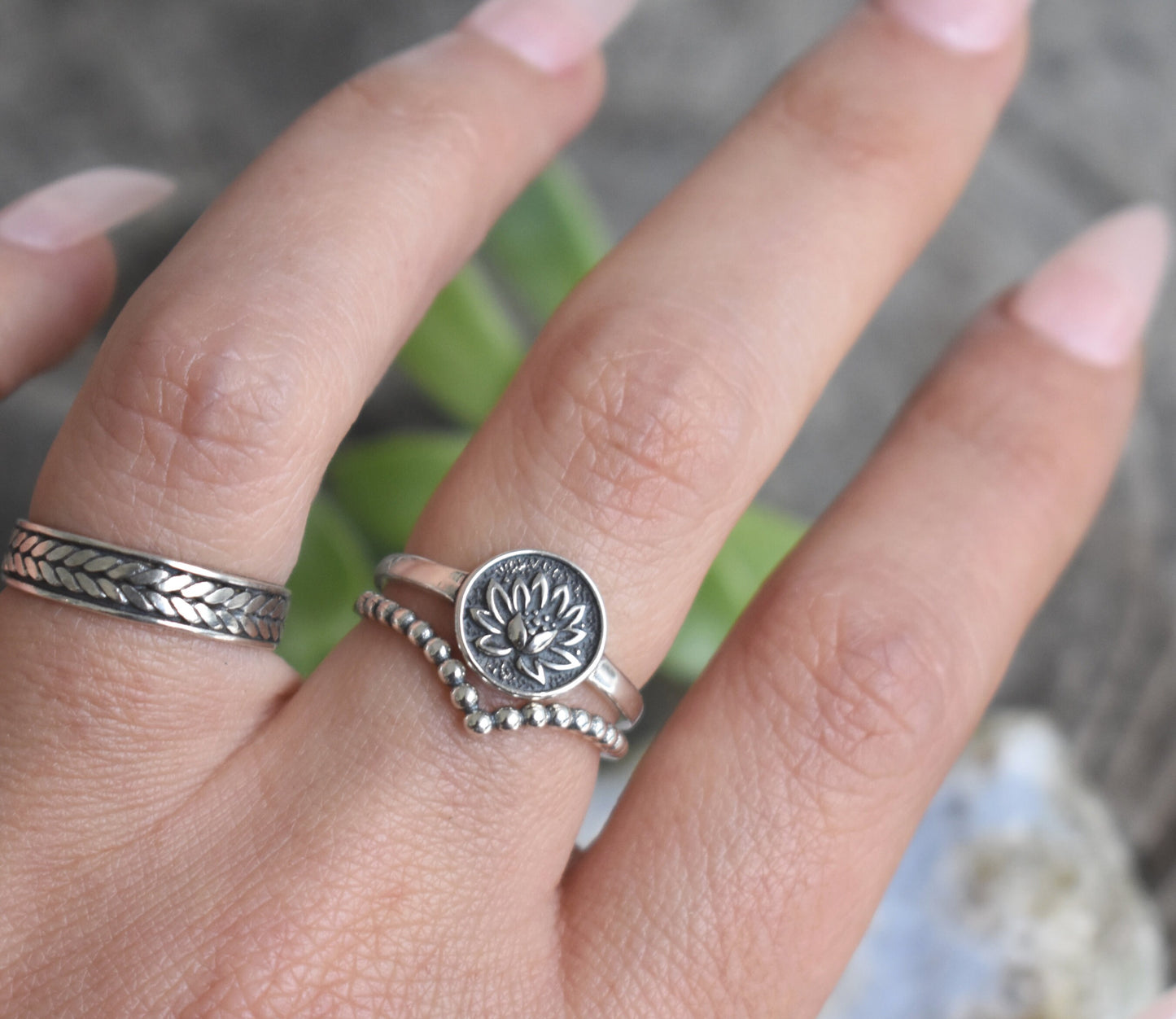 Lotus Ring- Lotus Flower Ring, Silver Lotus, Yoga Ring, Hindu Ring, Om Ring