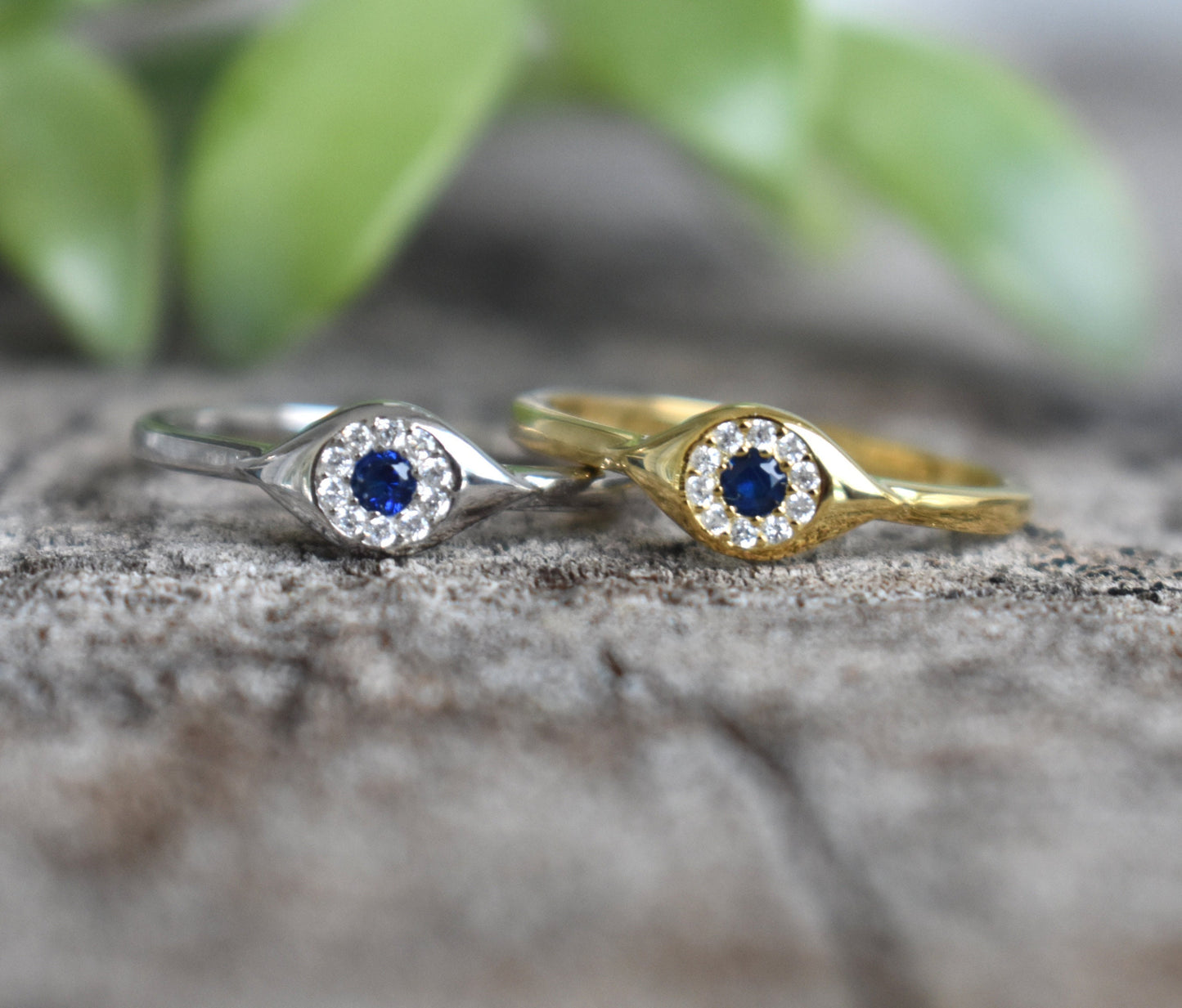 Evil Eye Ring- Silver Ring, Swarovski Crystal Ring, Greek Evil Eye- Gold Ring, Protection Ring