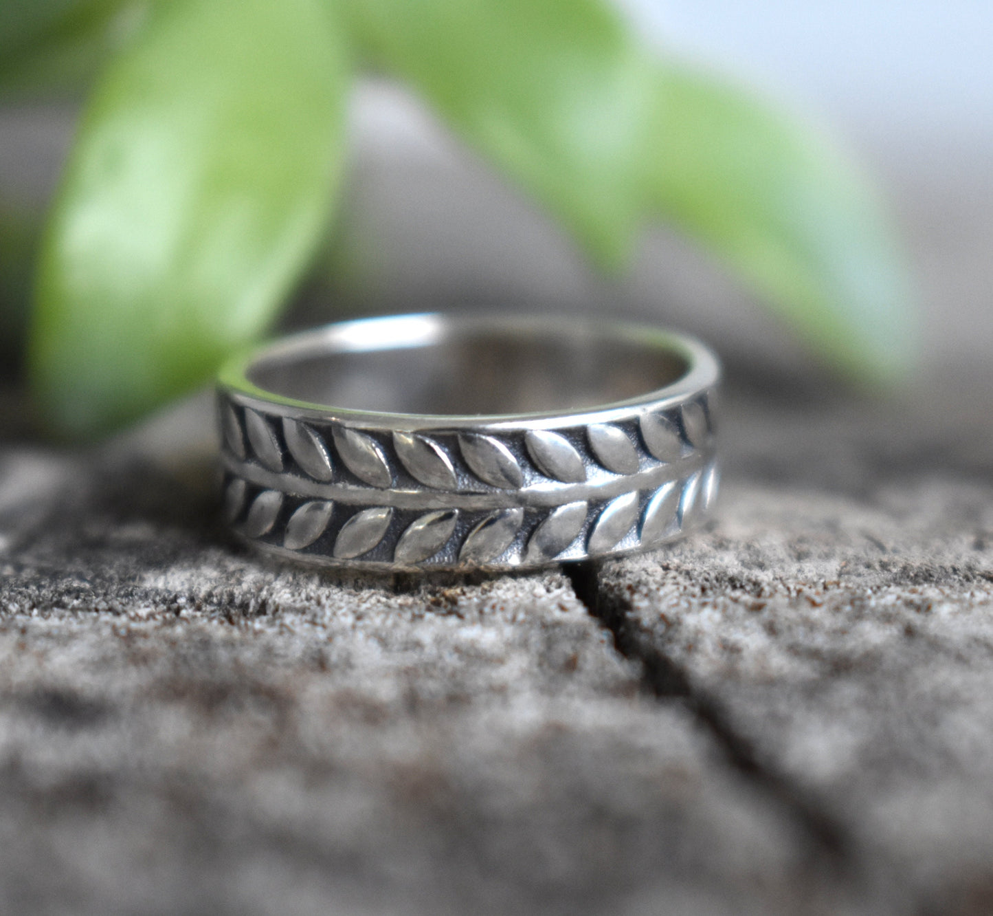 Vine Ring- Eternity Leaf Band, Branch Ring, Olive Leaf Ring, Silver Ring