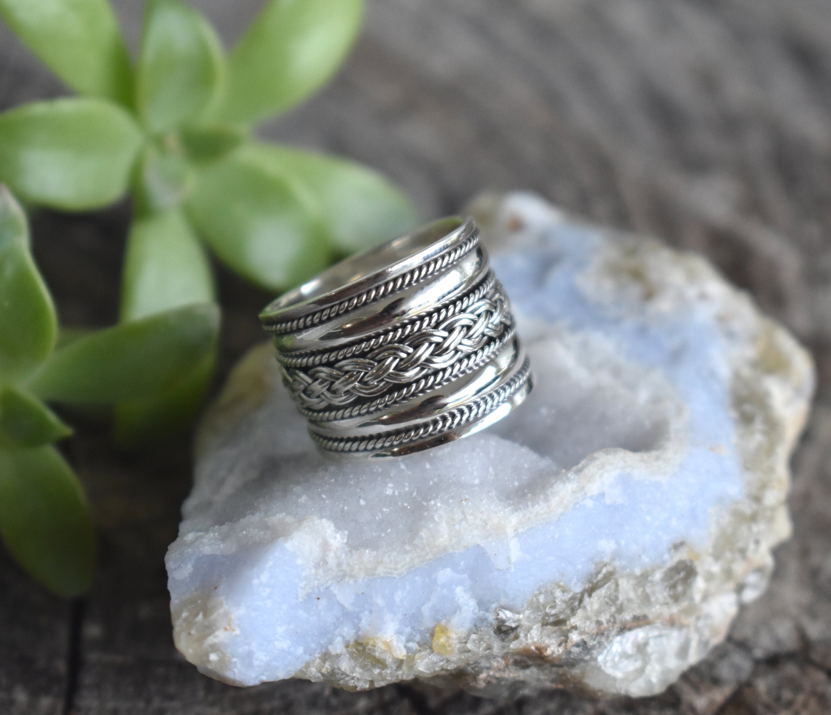 Braided on sale ring silver