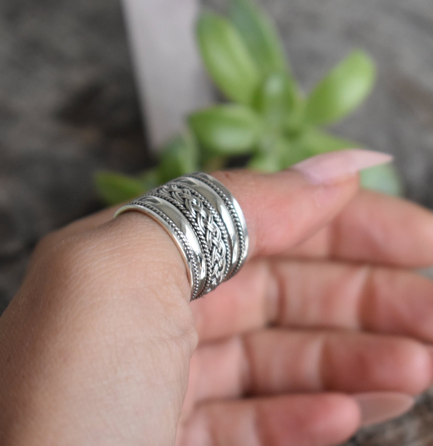 Wide Celtic Ring- Wide Thumb Ring, Silver Braided Ring, Rope Rings