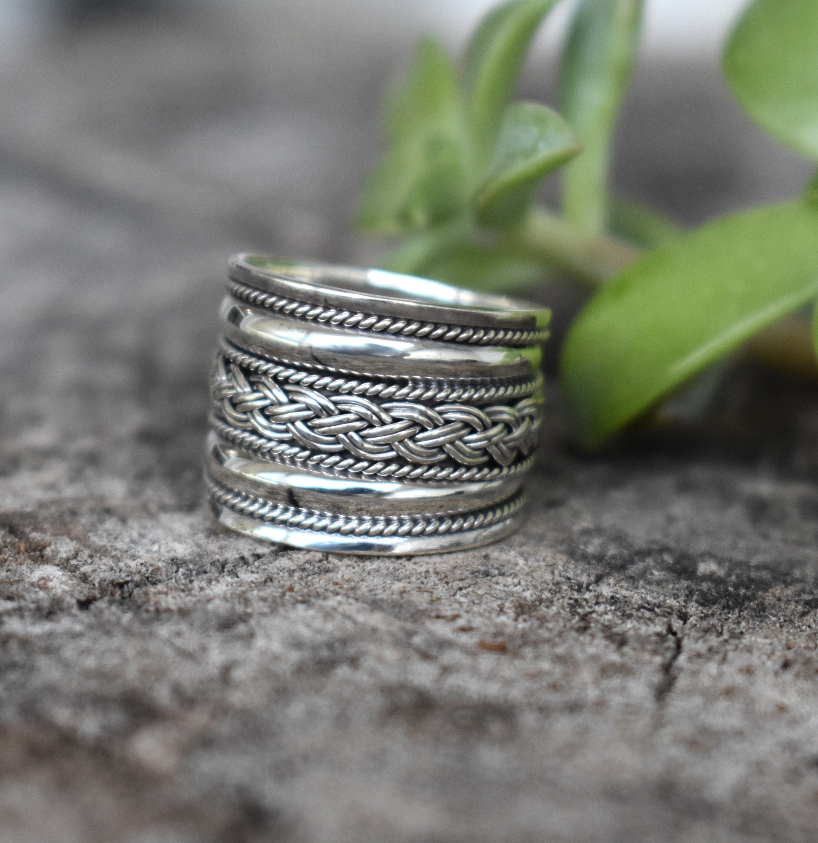 Celtic Weave Wire Rope Style Ring Band Solid 925 Sterling Silver Thumb Ring  Size 7 - Walmart.com