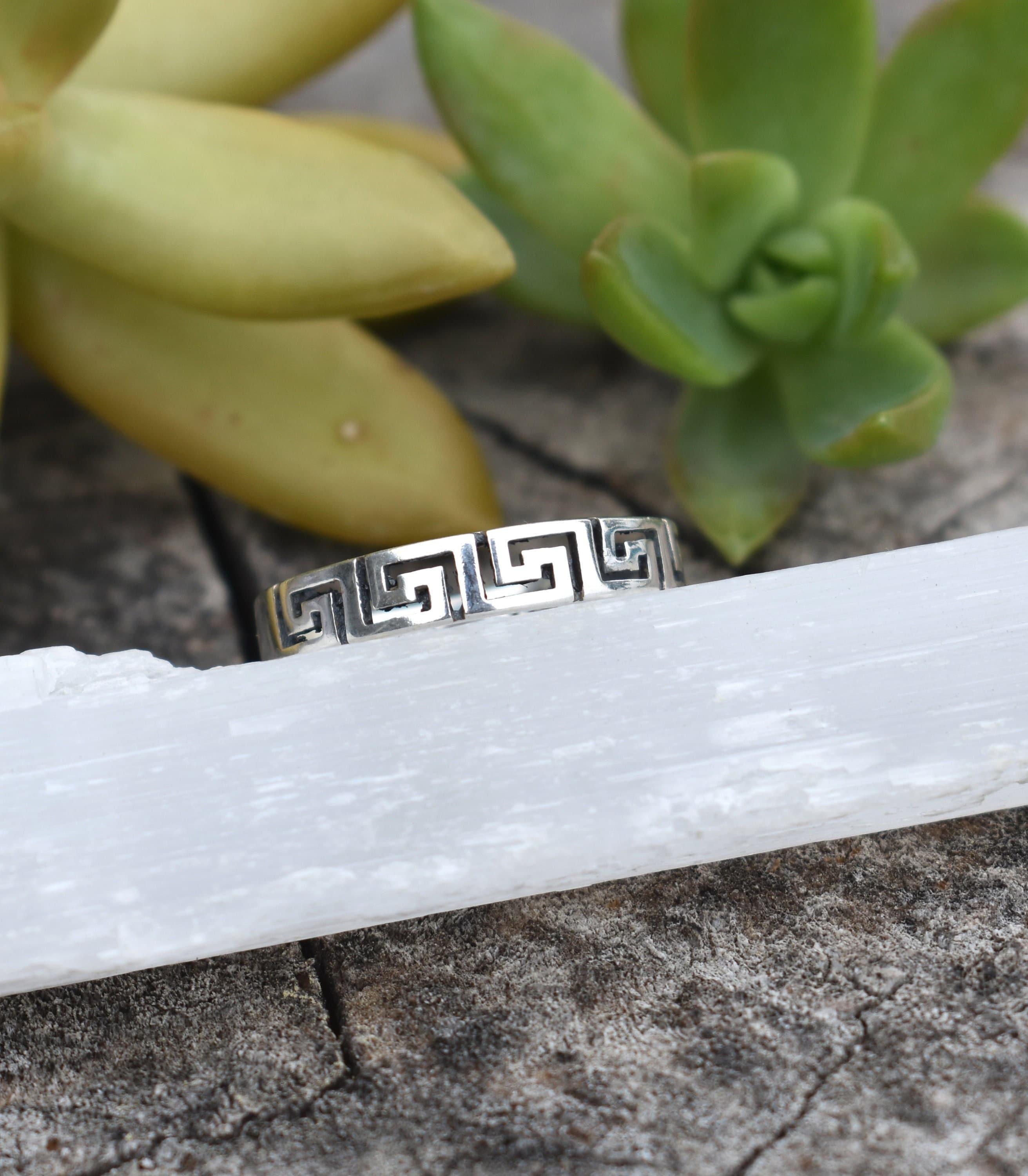 Greek Key Meander Ring, shipping 925 Sterling Oxidized Silver Ring, Infinity Symbol, Greece Key Band, Handmade Greek Jewelry, Griechischer Smuck