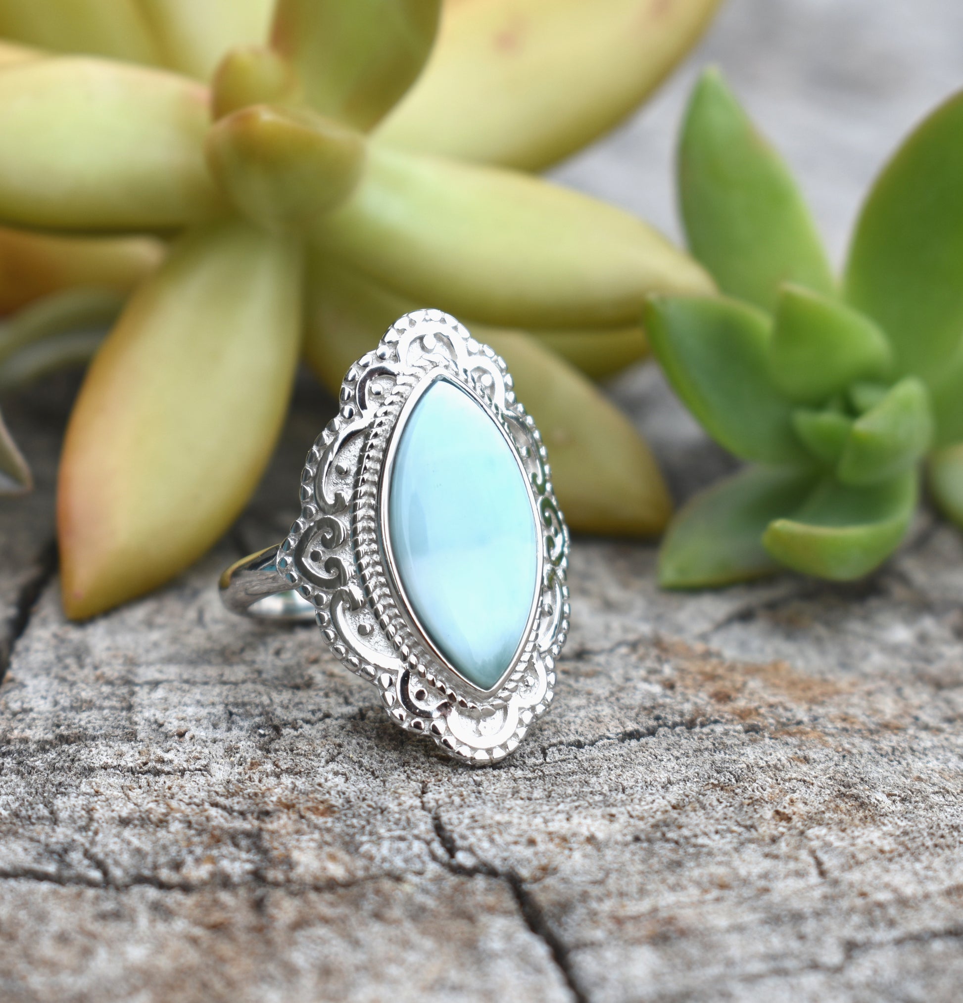 NWOT BBJ 925 Silver Larimar Swirl Ring Size 11