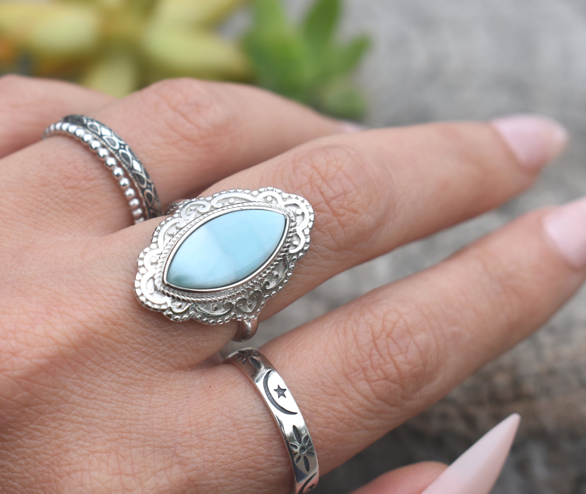 NWOT BBJ 925 Silver Larimar Swirl Ring Size 11