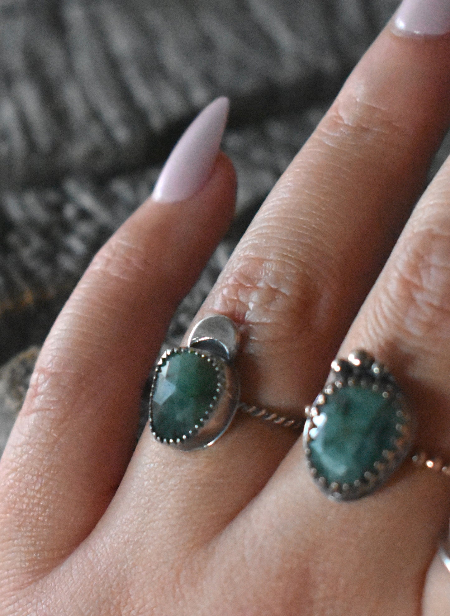 Emerald Moon Ring #1- Size 5.5