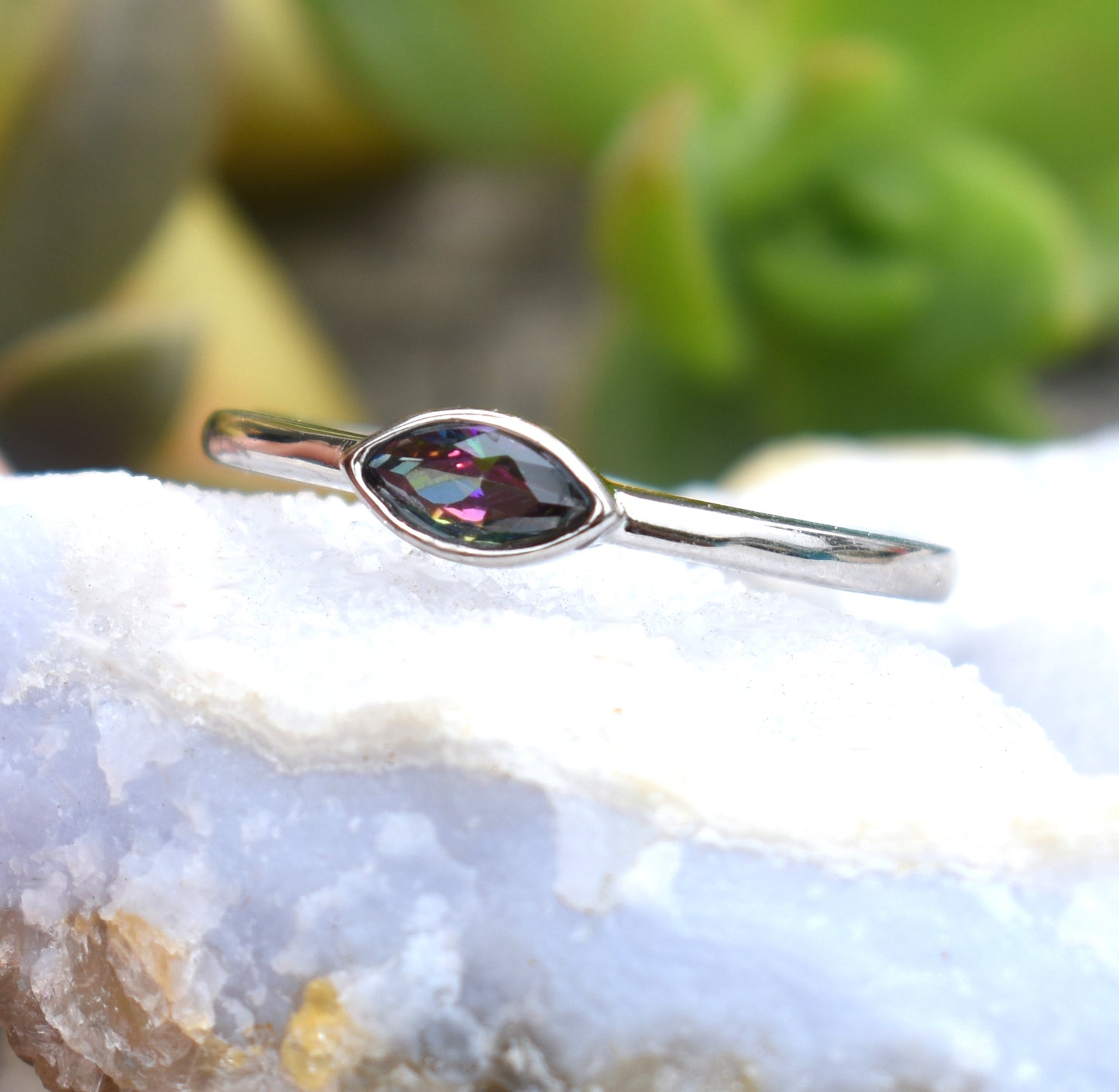 Mystic Topaz Ring- Evil Eye ring, Silver Ring, All Seeing Eye- Witchy ring, Marquise Ring