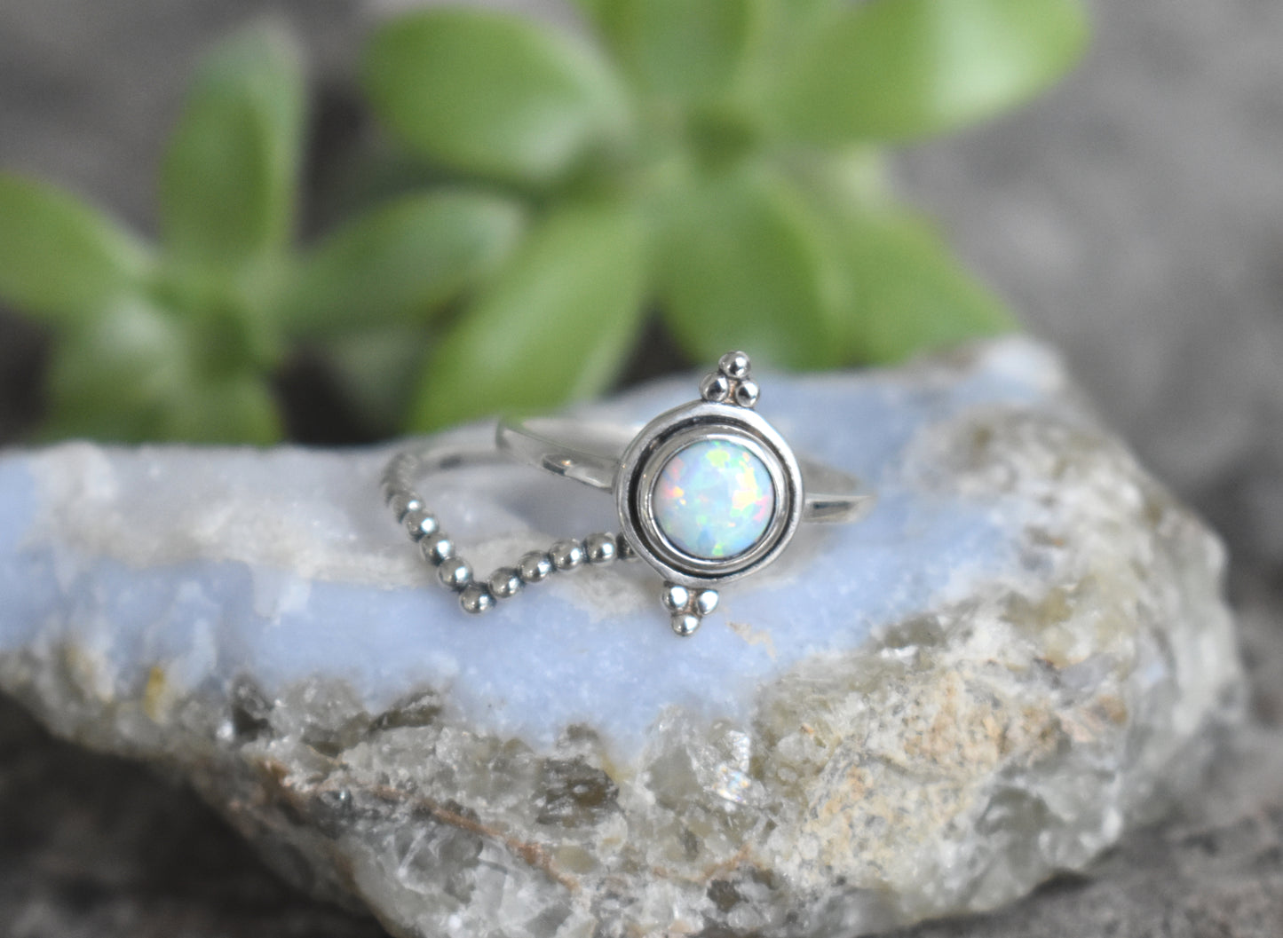 Opal Ring- Opal Engagement Ring, October Birthstone Ring-Chevron Ring