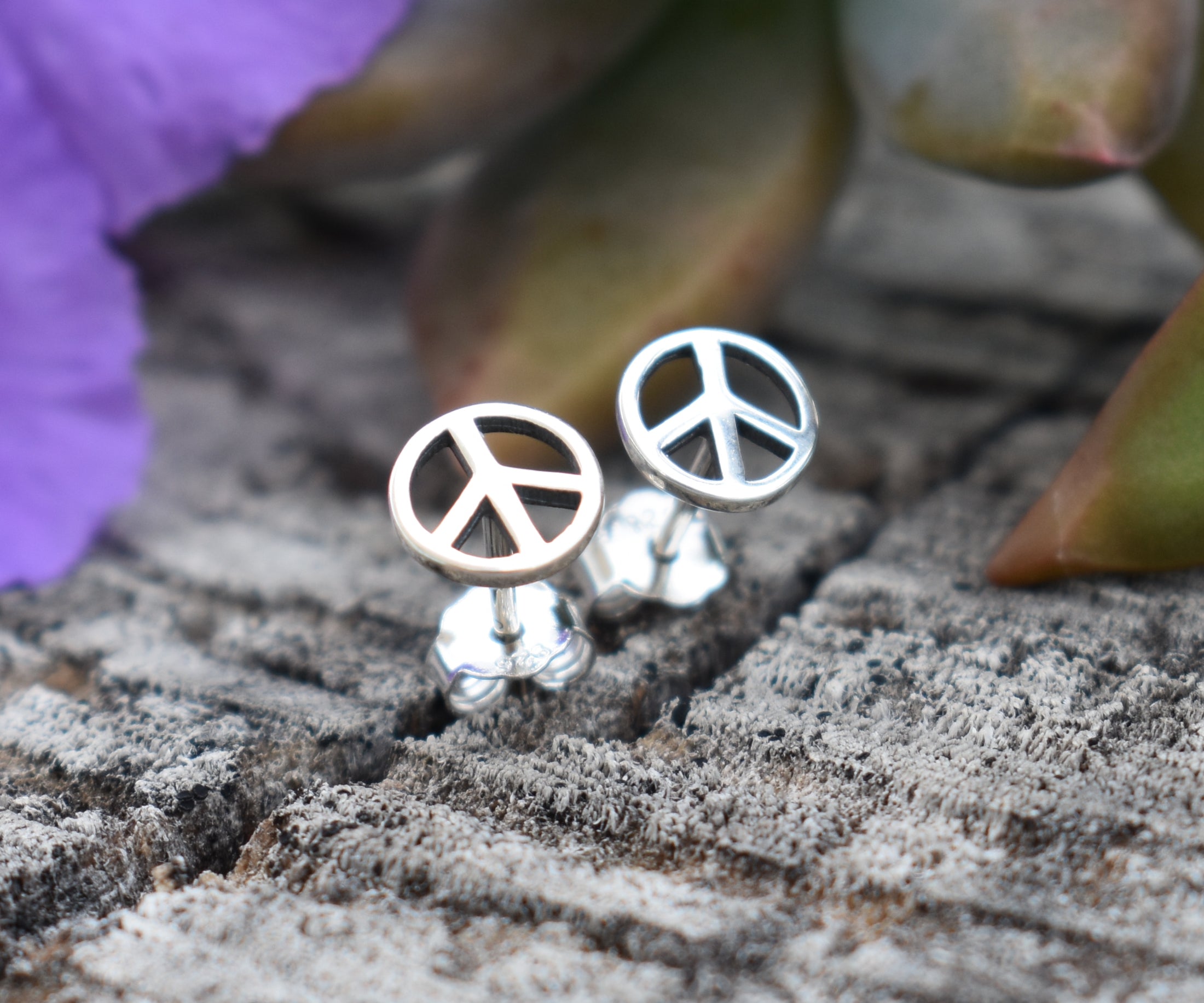 Sterling silver peace 2024 sign earrings