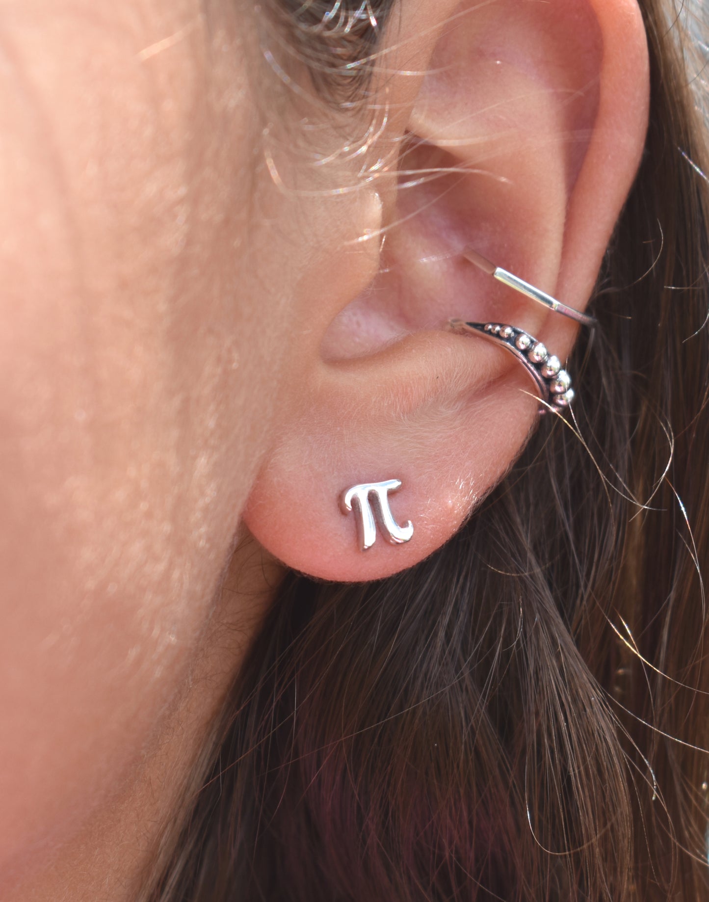 Pi Stud Earrings-Math Gifts, Pi Day-Sterling Silver earrings