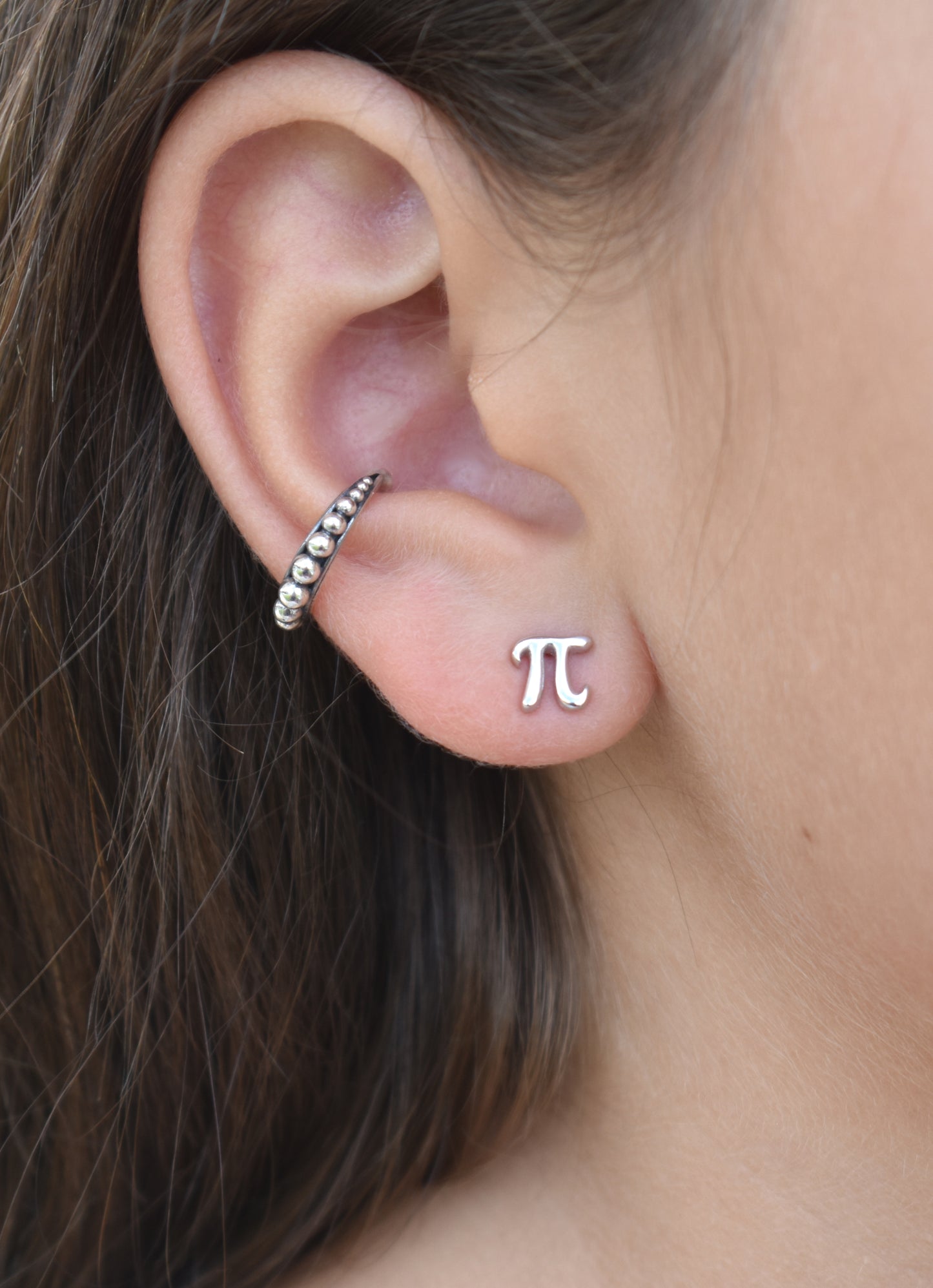 Pi Stud Earrings-Math Gifts, Pi Day-Sterling Silver earrings