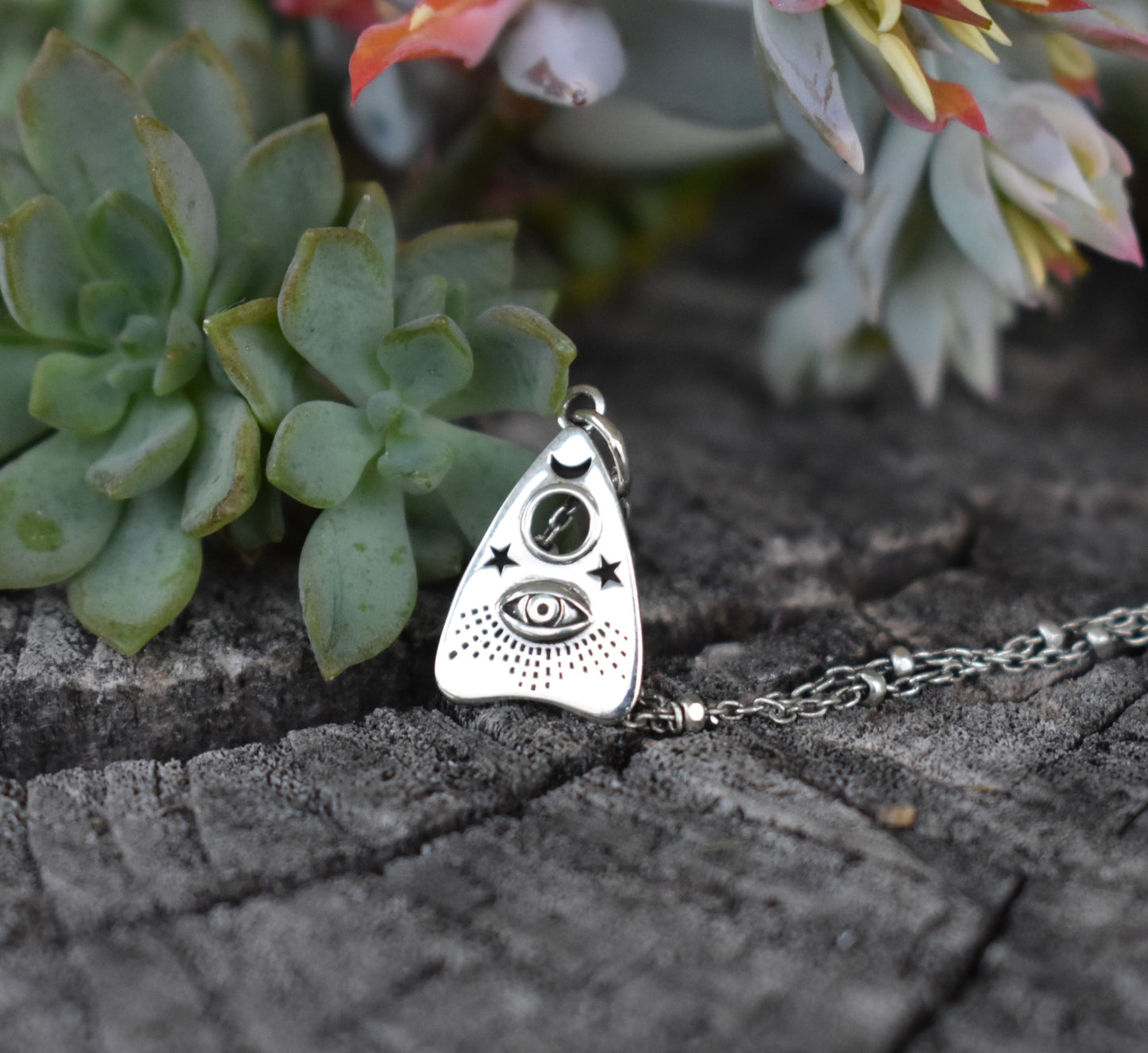 Planchette necklace- Ouija Necklace, Fortune Teller- Evil Eye Necklace