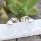 Tiny Rainbow Earrings- Sterling Cloud Studs, Rainbow Posts, Kawaii- Sterling Silver