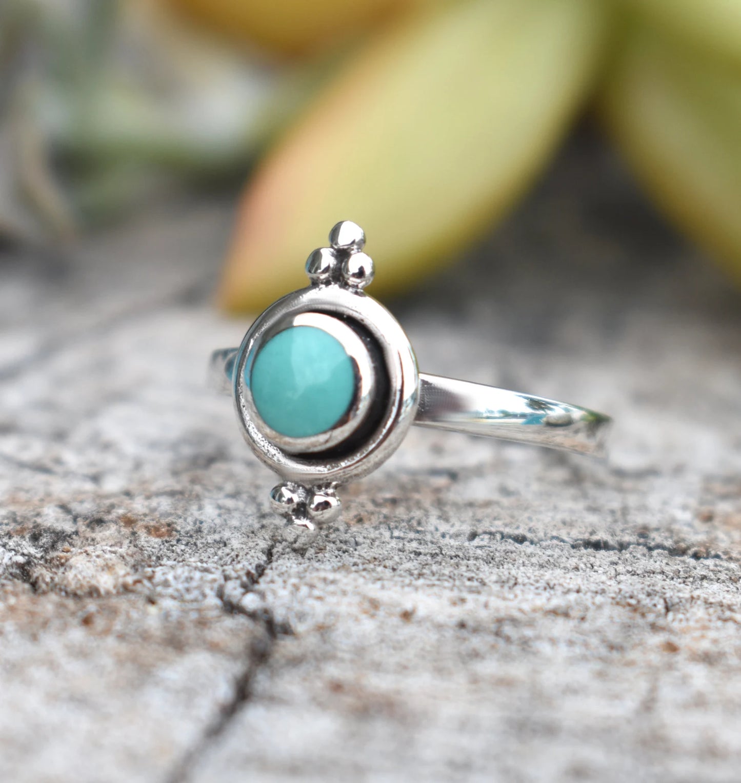 Bali Style Turquoise Ring- Engagement Ring Set- Sterling Silver Genuine Turquoise